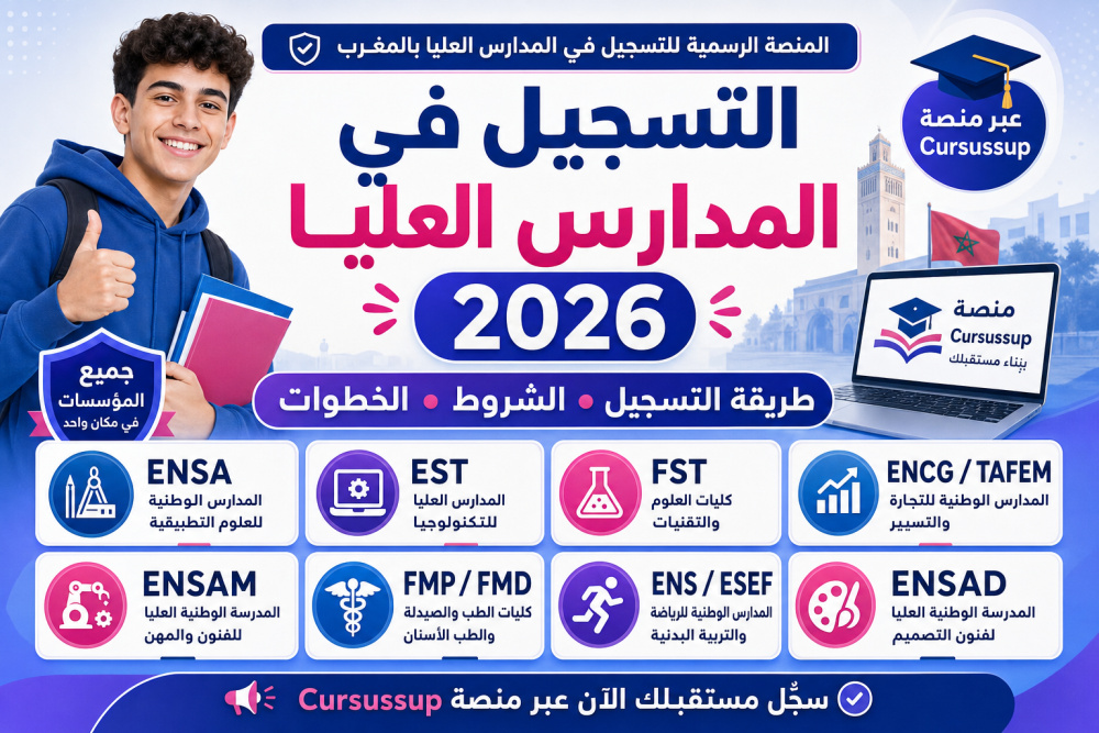 التسجيل في المدارس العليا عبر منصة Cursussup 2026 | شرح التسجيل والشروط والخطوات